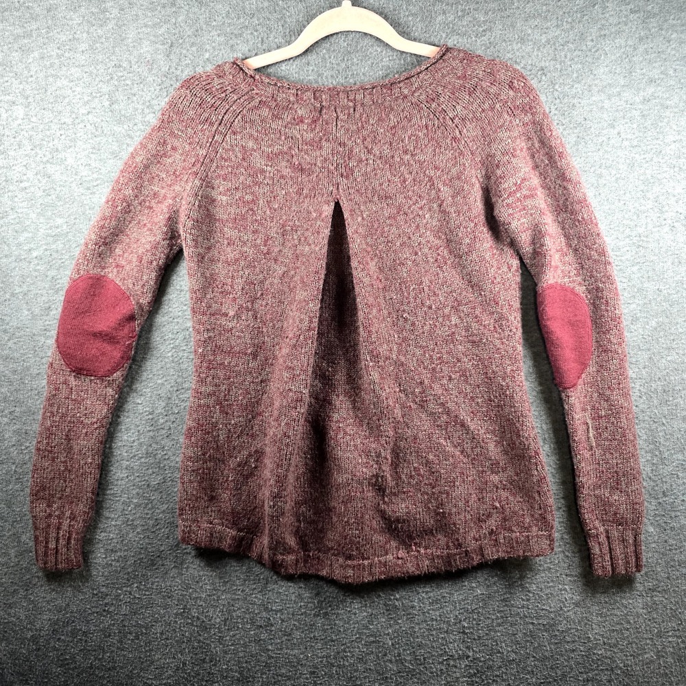 TOAD & CO Women S Heather Red Pullover‎ Sweater 100% Merino Wool Elbow Patches - Picture 8 of 12